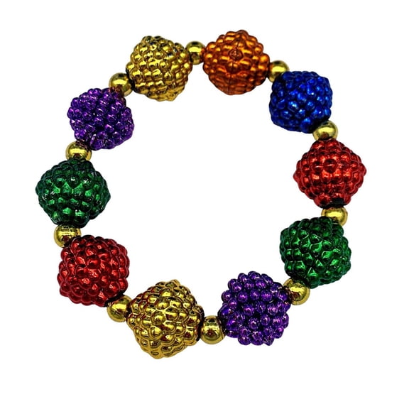 Mardi Gras Spot 7" Rainbow Berry Bracelet