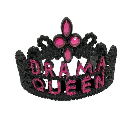Mardi Gras Spot Black and Hot Pink Drama Queen Tiara (Each)