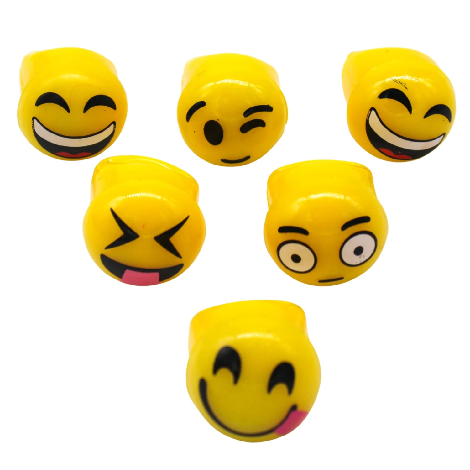 Mardi Gras Spot Flashing Emoji Rubber Ring 1" (6pc)