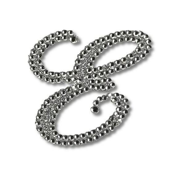 Mardi Gras Spot Glitter Script Letter "E" Sticker (Each)