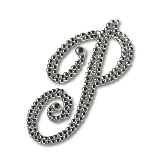 Mardi Gras Spot Glitter Script Letter "P" (Each)