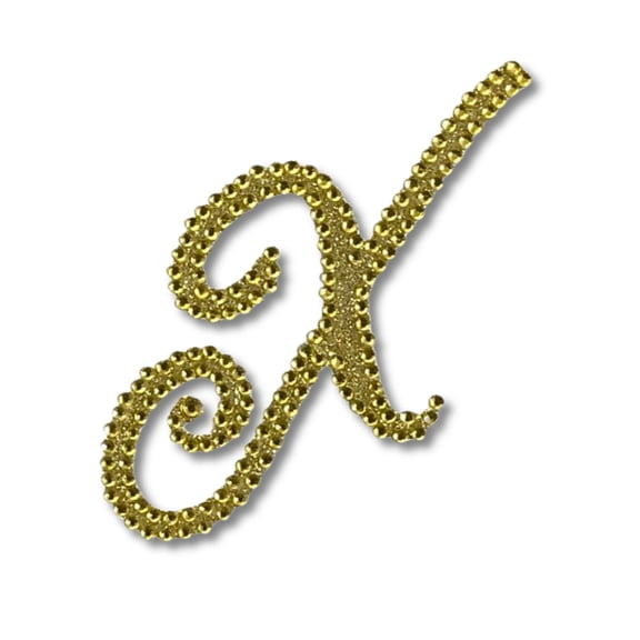 Mardi Gras Spot Glitter Script Letter "X" - Gold (Each)