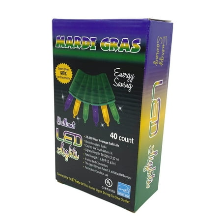 Mardi Gras Spot Indoor/Outdoor 10.5 ft Colorful LED Light Ropes & Strings (40 Pack)