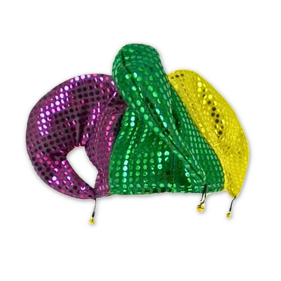 Mardi Gras Spot Large Purple, Green and Gold Sequin Jester Hat (Each)