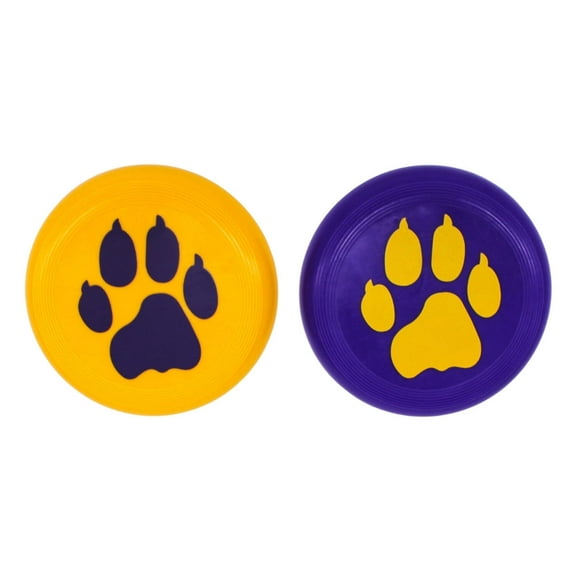 Mardi Gras Spot Purple and Gold Frisbee with Tiger Paw Imprint 3.5" (6 Dozen)