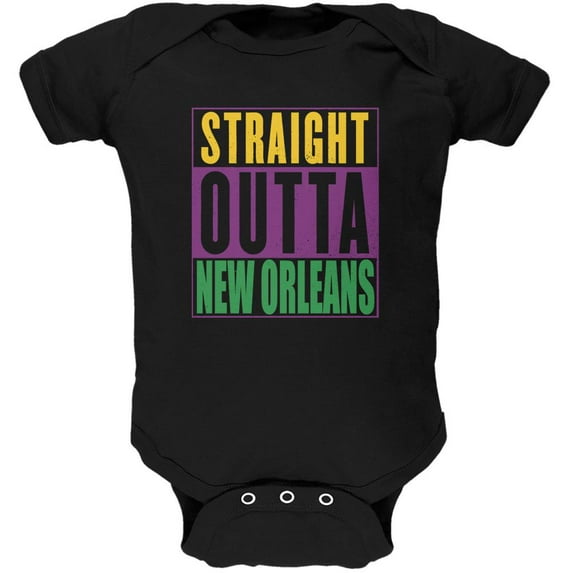 Mardi Gras Straight Outta New Orleans Black Soft Baby One Piece - 12-18 months
