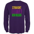 thumbnail image 1 of Mardi Gras Straight Outta New Orleans Mens Long Sleeve T Shirt Purple X-LG, 1 of 1