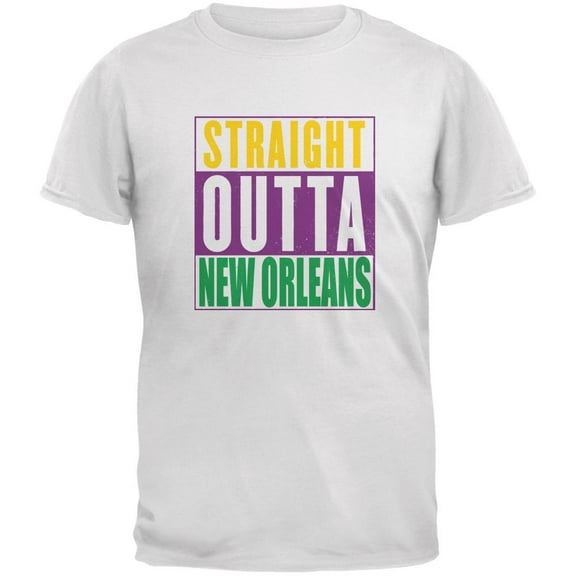 Mardi Gras Straight Outta New Orleans White Youth T-Shirt - Youth Large