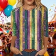 thumbnail image 1 of Mardi Gras Sweatshirt for Women Plus Size 3/4 Sleeve Striped Fat-Tuesday T-Shirt Funny Graphic Crew Neck New-Orleans Carnival Party Tee Tops Festival Outfits, 1 of 6