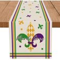thumbnail image 1 of Mardi Gras Table Runner Stripe Fat Tuesday Table Decoration Seasonal Carnival Kitchen Indoor Outdoor Party Supply 13x72 Inch, 1 of 10