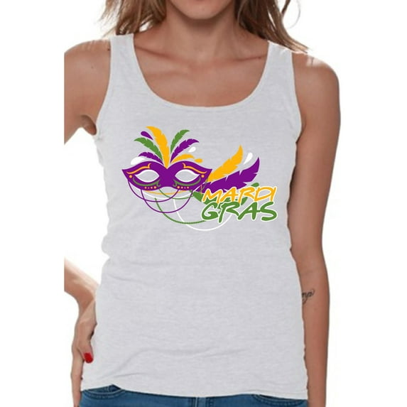 Mardi Gras Tank Top for Women Festive Tees Carnival Mask Carnaval 2021 T-Shirt New Orleans Party