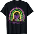 thumbnail image 1 of Mardi Gras Teacher 5th Grade Krewe Rainbow Leopard Carnival T-ShirtMen's and women's gift, black and white T-shirt, size: Extra large S-4XL, 1 of 4