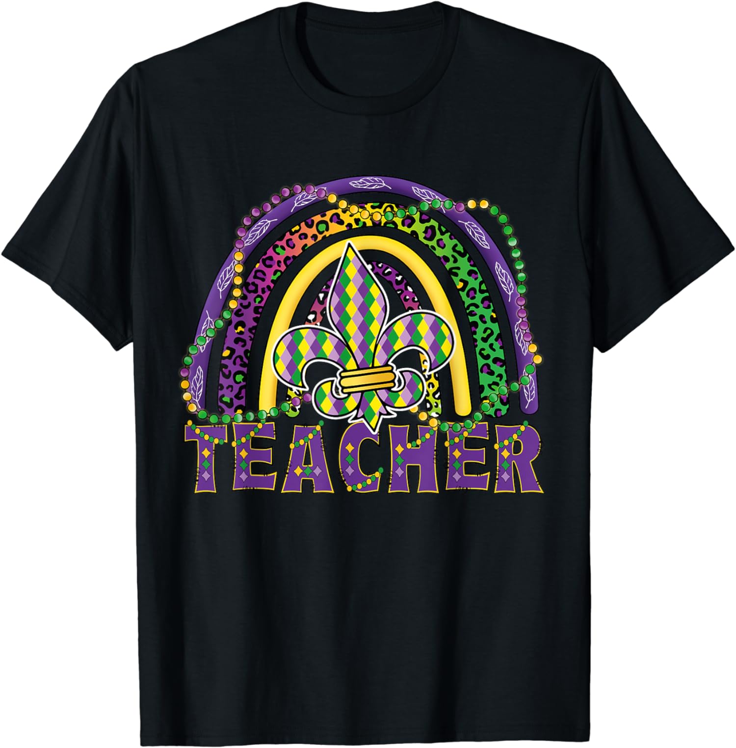 Mardi Gras Teacher Rainbow Funny Mardi Gras Teachers T-Shirt - Walmart.com