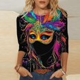 thumbnail image 1 of Mardi Gras Tee Shirts for Women Plus Size Funny 3/4 Sleeve Cute Holiday Crew Neck Tops 2026 Mardi Gras Outfit Carnival Theme Party Tee Tops, 1 of 6