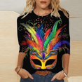 thumbnail image 1 of Mardi Gras Tee Shirts for Women Plus Size Funny 3/4 Sleeve Cute Holiday Crew Neck Tops 2026 Mardi Gras Outfit Carnival Theme Party Tee Tops, 1 of 6