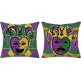 thumbnail image 1 of Mardi Gras Throw Pillow Covers 20 x 20 Inch Set of 2, Mardi Gras Y''all Fleur De Lis Jester Laugh and Cry Beads Pillowcases for Home Sofa Couch Cushion Decoration Cushion Case, 1 of 6
