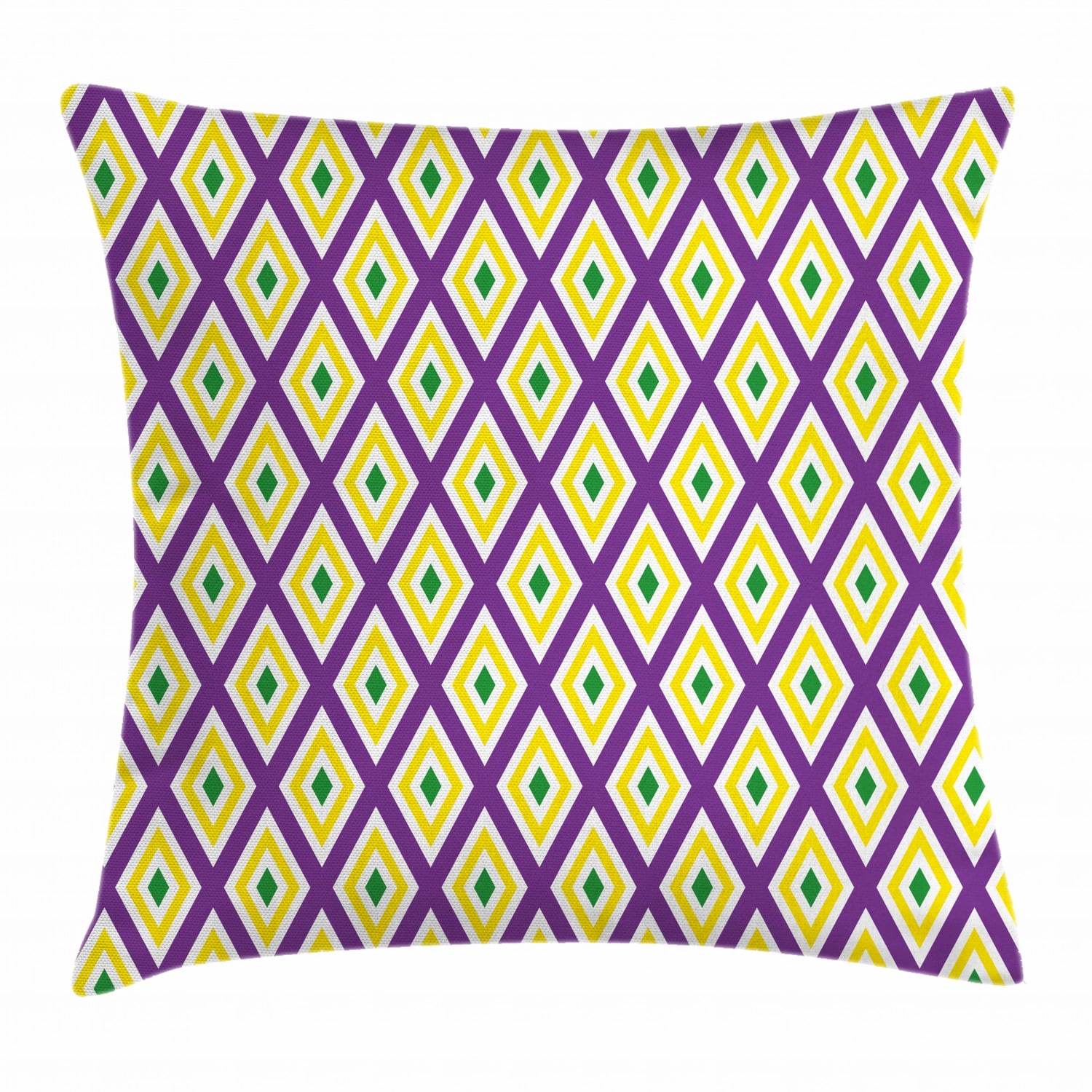 Mardi Gras Throw Pillow Cushion Cover, Classical Diamond Line Rhombus
