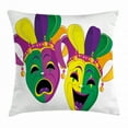 thumbnail image 1 of Mardi Gras Throw Pillow Cushion Cover, Traditional Masks of Tragedy and Comedy Festival Celebration Masquerade Theme, Decorative Square Accent Pillow Case, 20 X 20 Inches, Multicolor, by Ambesonne, 1 of 2