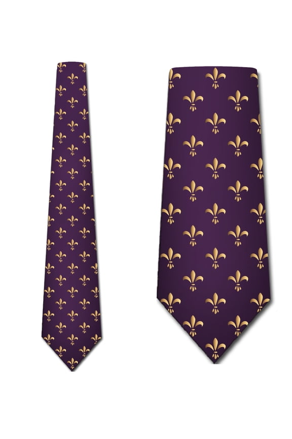 Mardi Gras Ties Mens New Orleans Necktie Fleur de Lis Tie Flower Neckties by Three Rooker