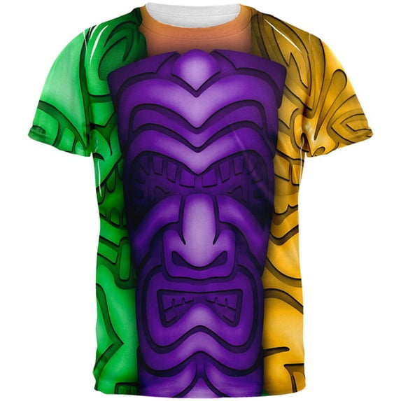 Mardi Gras Tiki Glass Party All Over Mens T Shirt Multi X-LG