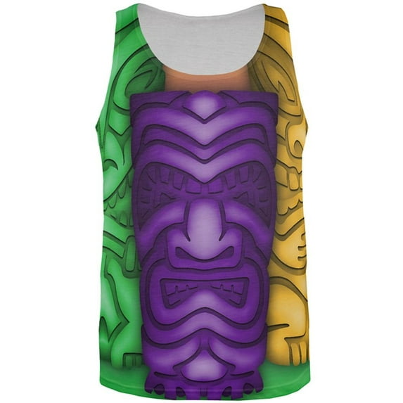 Mardi Gras Tiki Glass Party All Over Mens Tank Top Multi LG