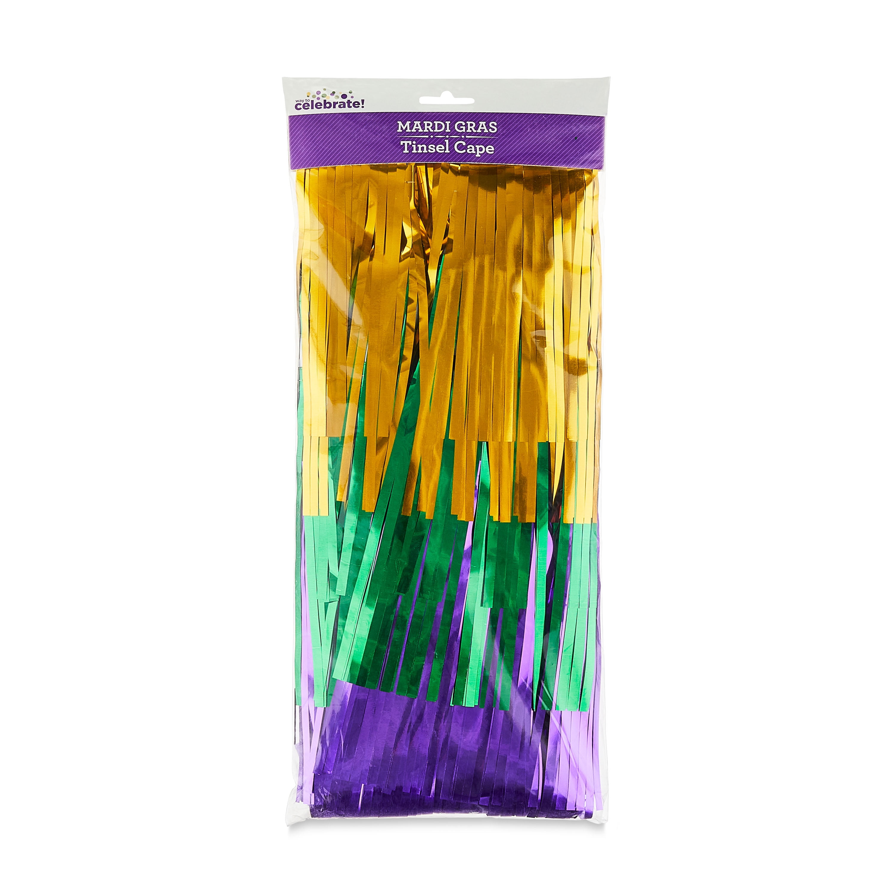 Mardi Gras Tinsel Cape, Multicolor, PVC, Party Favors, Way to