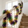 thumbnail image 1 of Mardi Gras Tinsel Garland Decorations 6.6Ft, Purple Green Gold Chunky Glitter Metallic Hanging Garland for Carnival Parade Party Home Indoor Outdoor Decor, 1 of 6