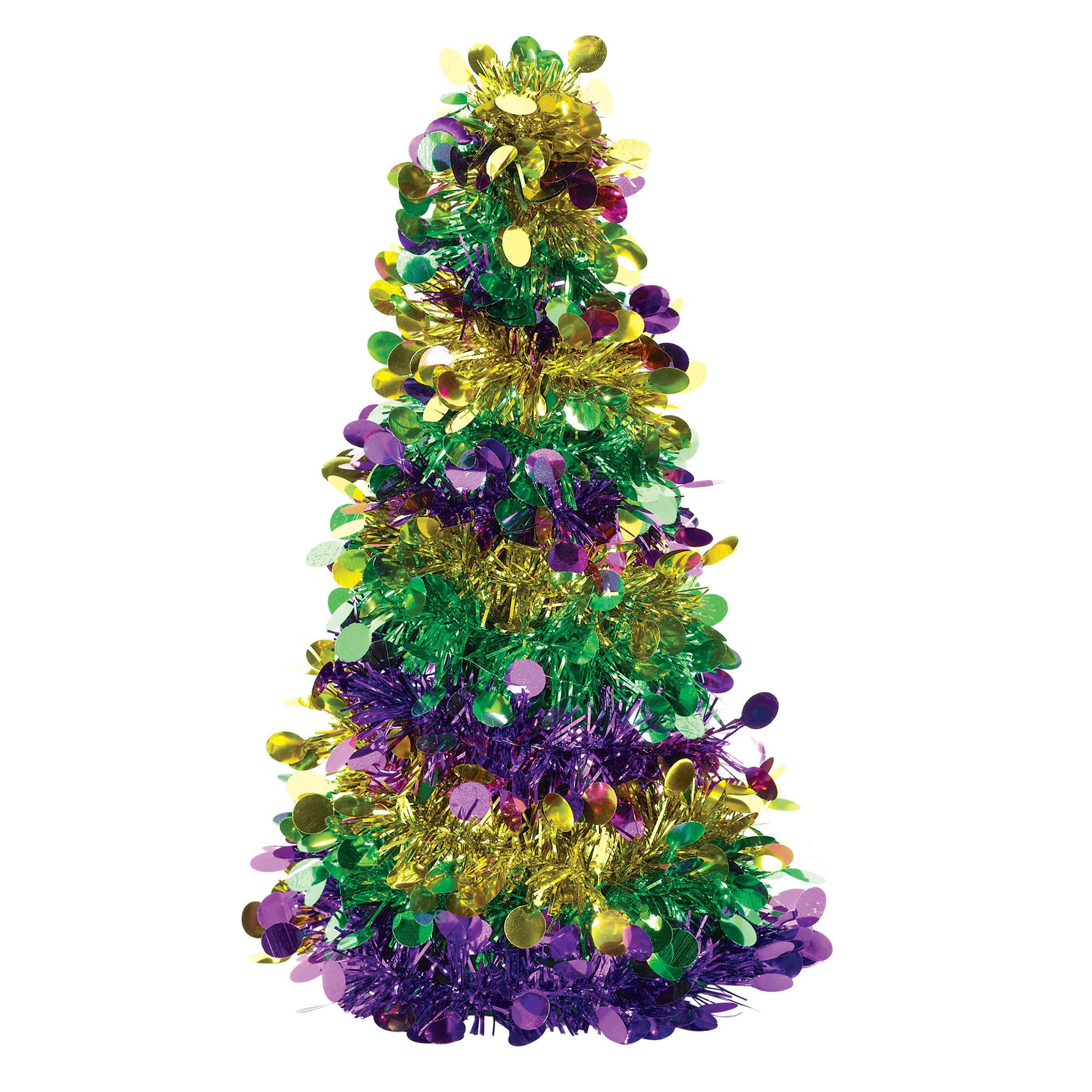 hru Mardi Gras Glittered New OrleansPurple Green Gold Horizontal Stripe  Tree Wreath Ornaments 2.25 (Set of 2) Bourbon St.