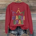 thumbnail image 1 of Mardi Gras Tops T-shirt Blouse for Womens,Womens MARDI GRAS Long Sleeves Round Neck Printed Loose Sweatshirt Wine 2XL, 1 of 4
