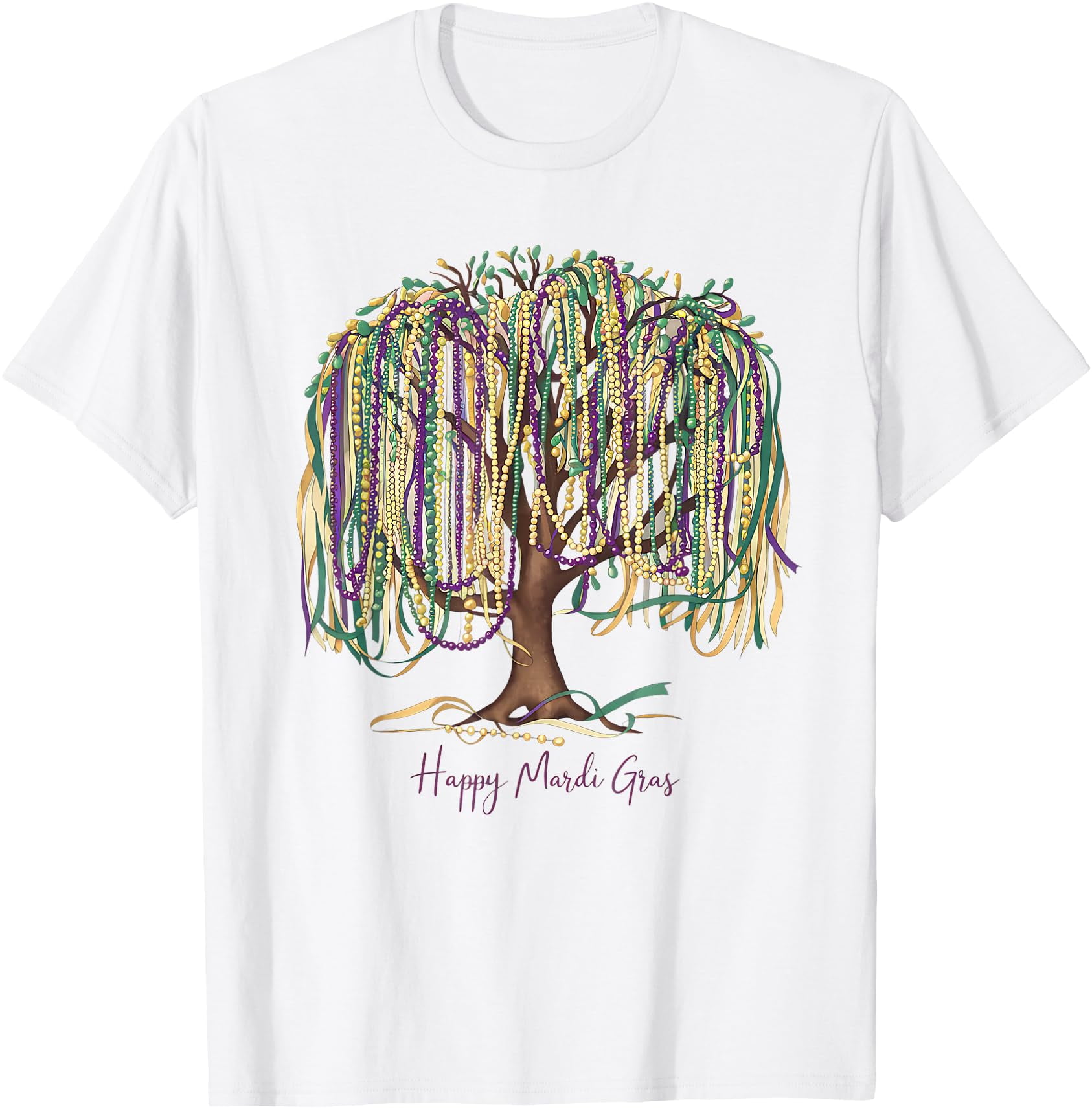 Mardi Gras Tree Beads New Orleans 2025 Festival Bead Tree TShirt