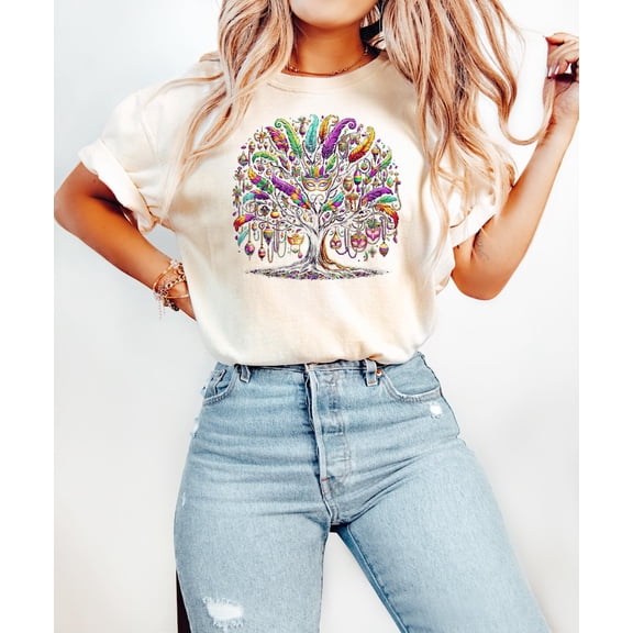 Mardi Gras Tree Shirt, Watercolor Mardi Gras Bead Tree Apparel, Mardi Gras Carnival Top, Mardi Gras Fat Tuesday Gift, NOLA Bead Parade Shirt