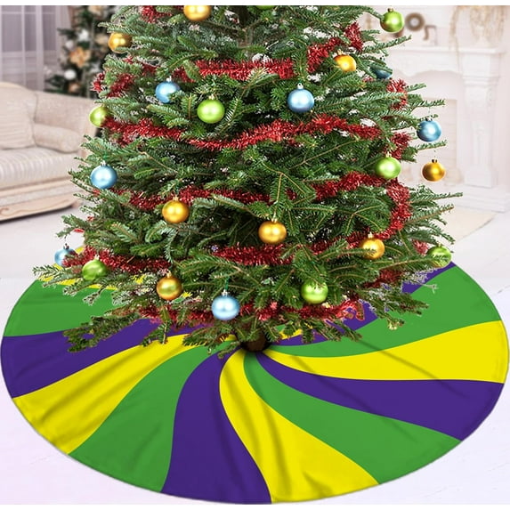 Mardi Gras Tree Skirt, Carnival Mardi Gras Masquerade 36IN Christmas Tree Skirts for Christmas Decor Xmas Holiday Party Mat Ornaments Decorations