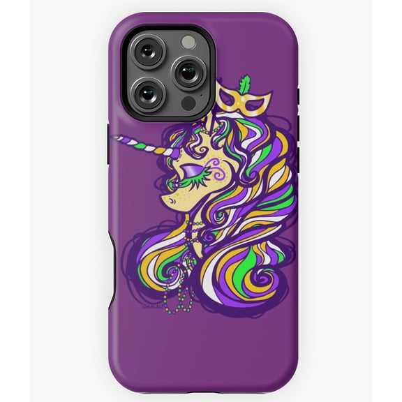 Mardi Gras Unicorn Funny Magical Gift Phone Case for iPhone 16 15 14 13 12 11 Pro Max