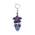 thumbnail image 1 of Mardi Gras Voodoo Sugar Skull 3D Figurine Keychain Multicolored Macramé Metal Ring - Handmade Gifts Boho Car Keys Bag Accessories, 1 of 1