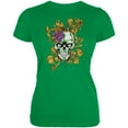 thumbnail image 1 of Mardi Gras Voodoo Zombie Skull Juniors Soft T Shirt Irish Green X-LG, 1 of 2