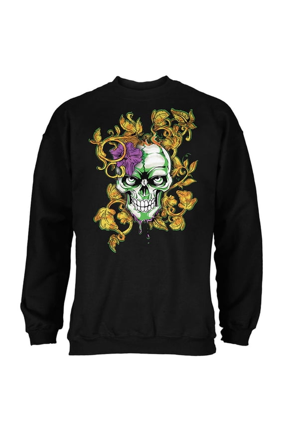 Mardi Gras Voodoo Zombie Skull Mens Sweatshirt Black SM