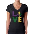 thumbnail image 1 of Mardi Gras Women Shirt Love Fat Tuesday Tees for Her Carnival 2021 Festive Novelty V-Neck T-Shirt, 1 of 4