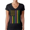 thumbnail image 1 of Mardi Gras Women's Tee Parade Outfit for Her USA Flag New Orleans Shirt Fat Tuesday VNeck Tshirt, 1 of 4
