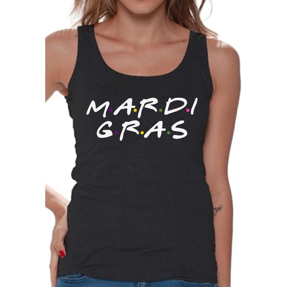Mardi Gras Women's Tees Carnival Outfit for Her Festive New Orleans T-Shirt 2021 Carnaval Tank Top