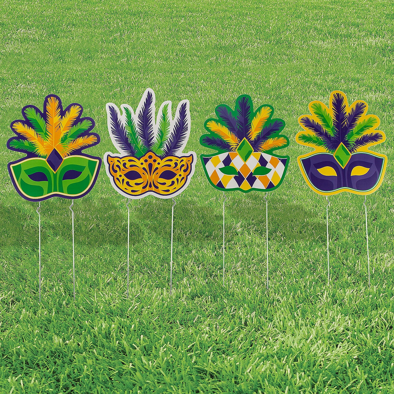 Mardi Gras Yard Signs, Party Decor, Mardi Gras, 4 Pieces