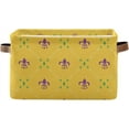 thumbnail image 1 of Mardi Gras Yellow Foldable Storage Basket for Shelves, Collapsible Sturdy Storage Bin with Handles, Canvas Storage Cube for Organizing Closet 1PCS Home Decor, 1 of 7