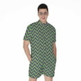 thumbnail image 1 of Mardi Gras Zigzag Pattern Short Sleeve Men'S Rompers, Mardi Gras Casual Summer Jumpsuits Outfit, 1 of 4