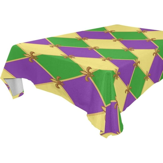 Mardi Gras Zigzag Tablecloth Rectangle Colorful Table Cloth Large Square Table Cover for Dining Kitchen Party 60"x120" Decor Gift