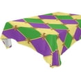 thumbnail image 1 of Mardi Gras Zigzag Tablecloth Rectangle Colorful Table Cloth Large Square Table Cover for Dining Kitchen Party 60"x60" Decor Gift, 1 of 7