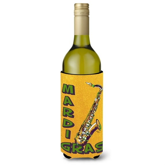Mardi Gras and Saxaphone Wine Bottle Beverage Insulator Beverage Insulator Hugger