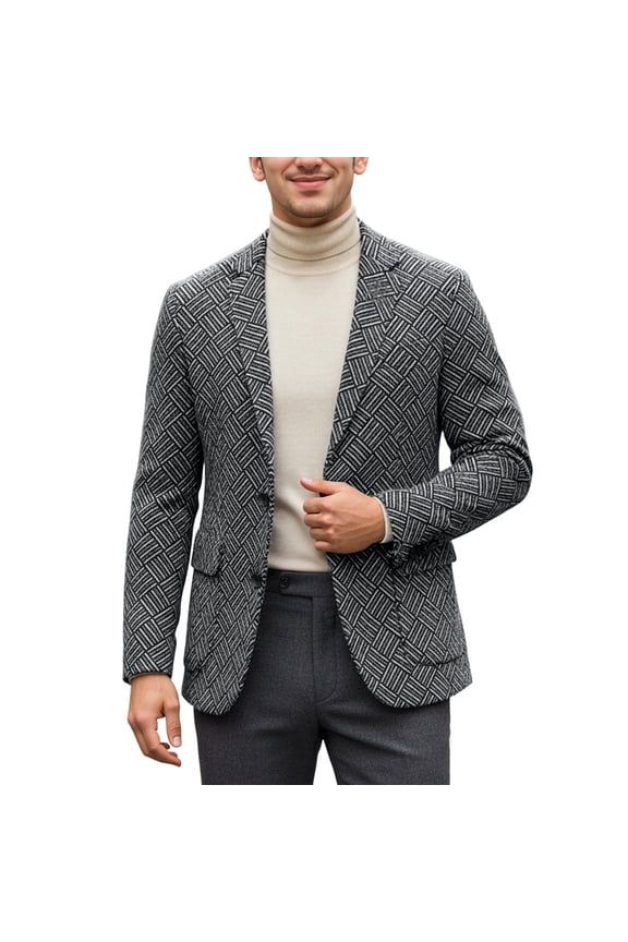 Mardi Gras blazer for men Business Casual Jacket Woven Plaid Pattern Coat For Wedding Party