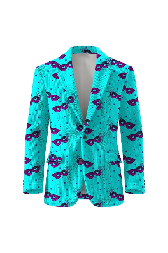 Mardi Gras blazer for men Carnival Print Corduroy For And Style Unstructured Casual Jacket With Patch Pockets