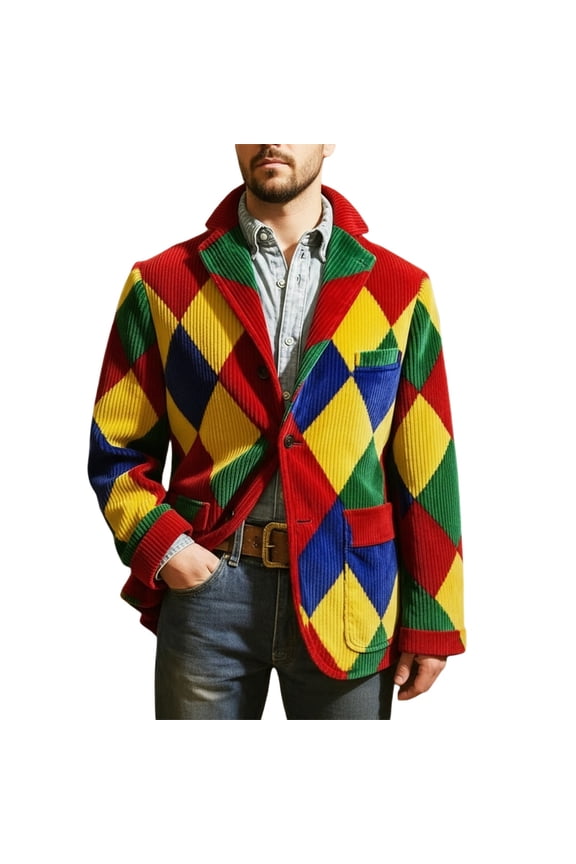 Mardi Gras blazer for men Corduroy Jacket Carnival Velvet For Formal Events And Business Casual Wear With Modern Tailored Fit And Stylish Design