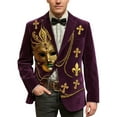 thumbnail image 1 of Mardi Gras blazer for men Corduroy Jacket Carnival Velvet For Formal Events And Business Casual Wear With Modern Tailored Fit And Stylish Design, 1 of 4