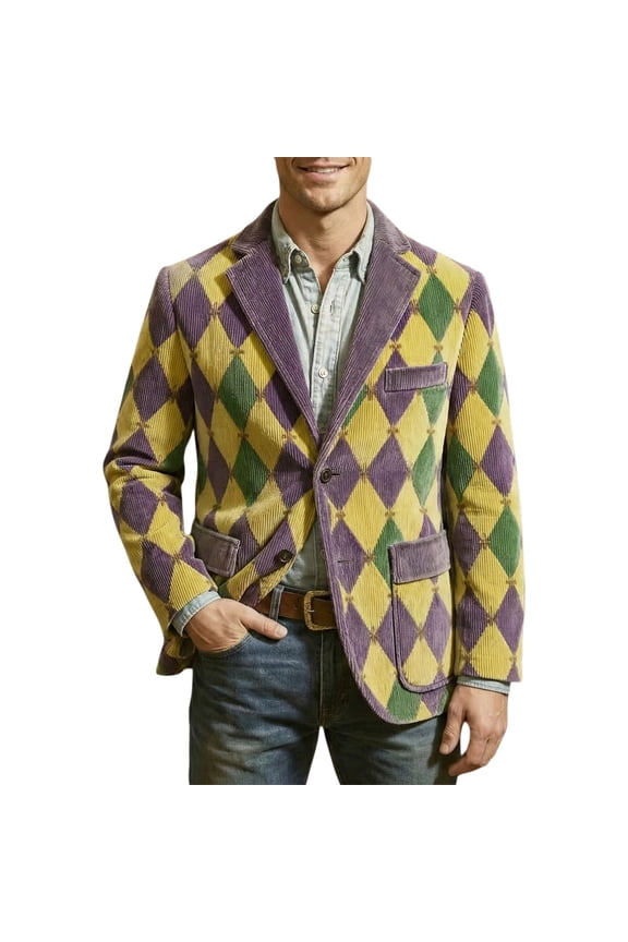 Mardi Gras blazer for men Corduroy Jacket Carnival Velvet For Formal Events And Business Casual Wear With Modern Tailored Fit And Stylish Design